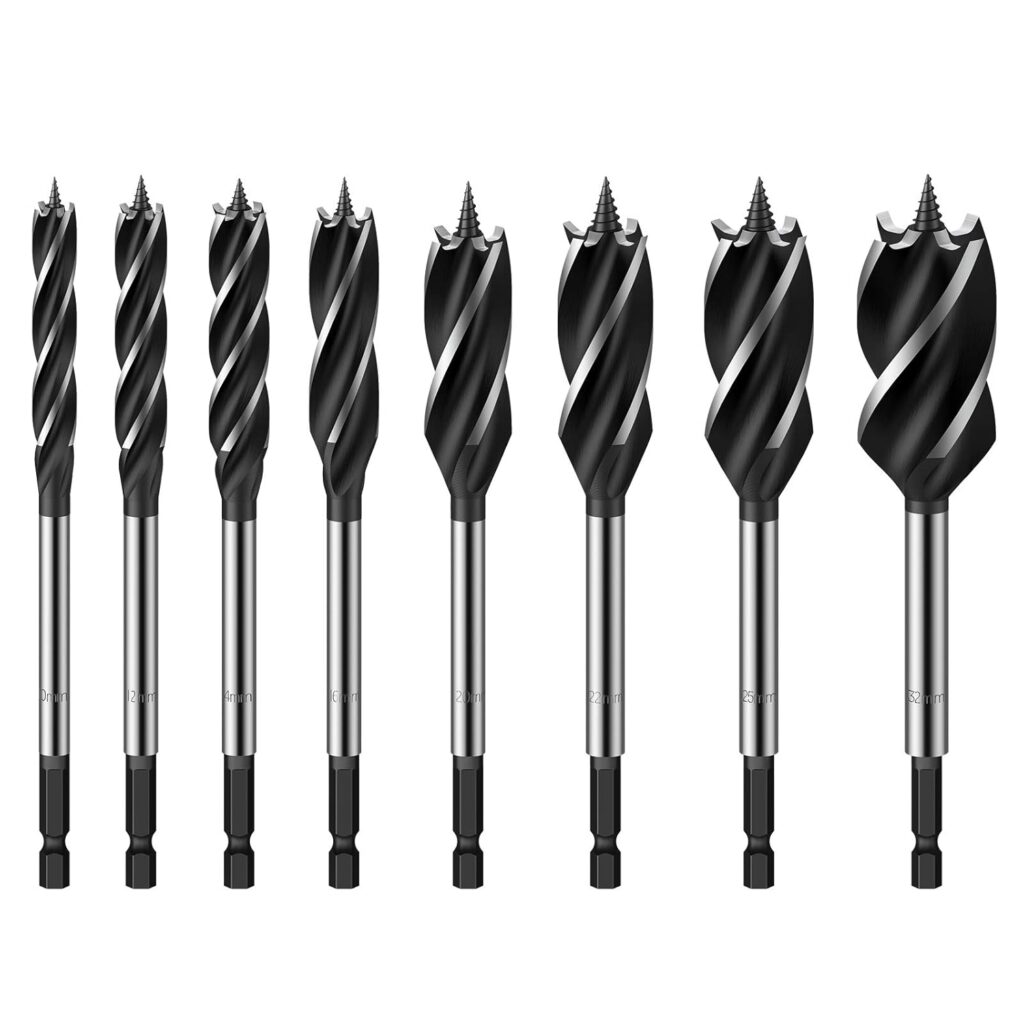 AMTOVL Wood Drill Bit Reaming Drill Wood Auger High-Carbon Steel Fast Cut Woodworking Drill Bit Set 8pcs 10mm,12mm,14mm,16mm,20mm,22mm,25mm,32mm