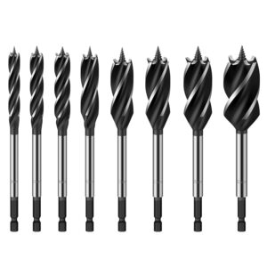 AMTOVL Wood Drill Bit Reaming Drill Wood Auger High-Carbon Steel Fast Cut Woodworking Drill Bit Set 8pcs 10mm,12mm,14mm,16mm,20mm,22mm,25mm,32mm