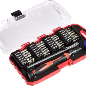 Amazon Basics 51-Piece Precision Screwdriver Bit Set, Black, Red, Silver