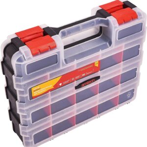 Amtech S6463 Double-Sided Storage Box Organiser, Screw Box, Assortment Box for Hardware, 34 Adjustable Compartments