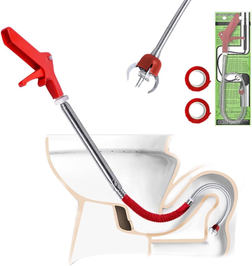 Aozzy Toilet Auger Clog Remover Tool, Stainless Steel Telescoping Toilet Auger Grabber Tool, Use to Grab and Clear Blocking in Various Pipelines, for Unclog Drains, Siphon Toilet, Sink.