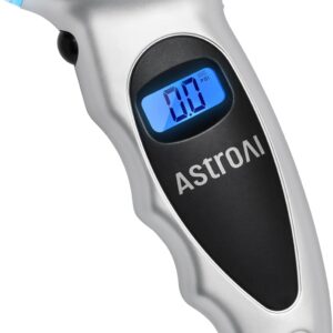 AstroAI Digital Tyre Pressure Gauge 150 PSI 4 Settings for Car Truck Bicycle with Backlit LCD and Non-Slip Grip Tyre Pressure Checker, Silver