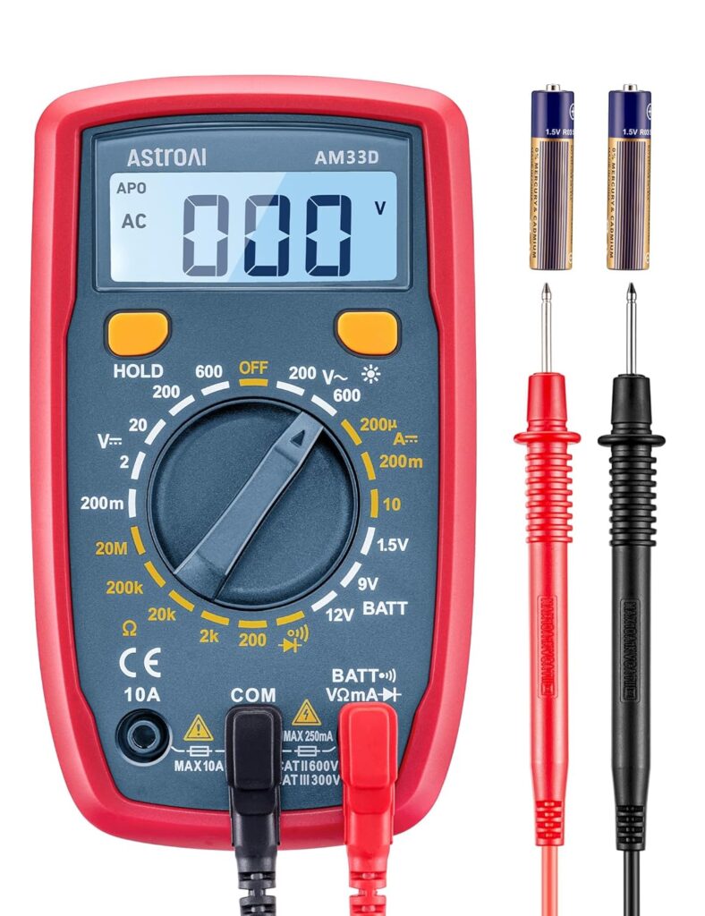 AstroAI Digital Multimeter Voltmeter Ohmmeter Ammeter Multi Tester Meter with Backlit LCD Electronic Test Meter