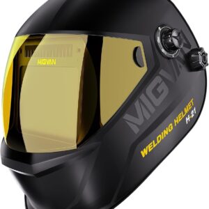 Welding Helmet Auto Darkening True Color Large Viewing, Welding Hood Solar/Rechargeable Battery Powered, Wide Shade 4/5-13 with 4 Arc Sensor, Optical Clarity Welder Mask for TIG MIG Stick