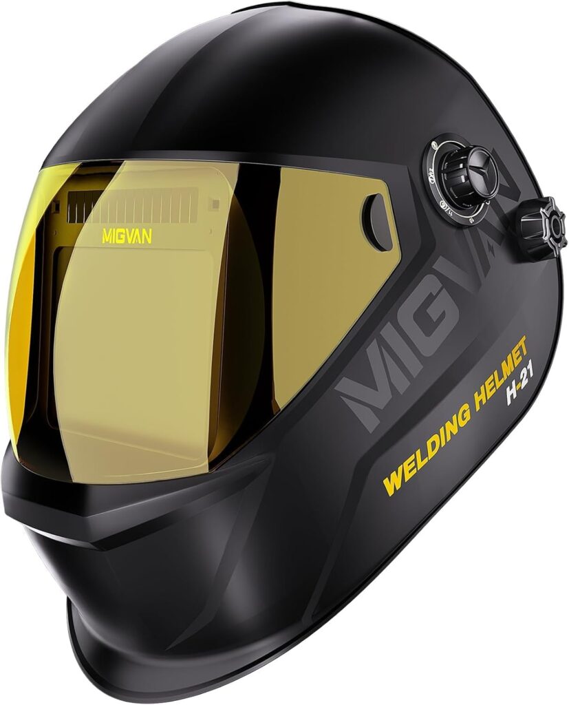 Welding Helmet Auto Darkening True Color Large Viewing, Welding Hood Solar/Rechargeable Battery Powered, Wide Shade 4/5-13 with 4 Arc Sensor, Optical Clarity Welder Mask for TIG MIG Stick