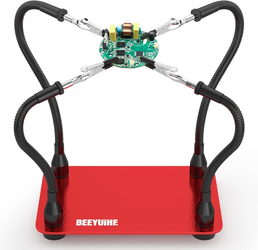 BEEYUIHF Helping Hands Soldering Station, Soldering Station Tool 4 Flexible Helping Arms Solder PCB Holder for Electronic Repair Soldering Jewellery Craft Model