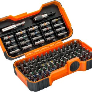 Bahco 59/S100BC 100 pcs bit set for Slotted, Phillips, Pozidriv, Hexagon, Robertson and coloured TORX®,TORX® Tamper, head screws