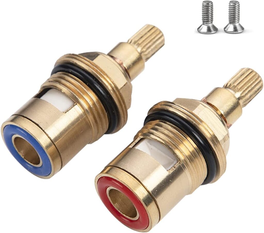 1 Pair Universal Replacement Tap Valves Brass Ceramic Disc Cartridge Faucet Repair Parts for Bathroom Kitchen Tap Mixer Tap Cartridge Quick Opening Copper Valve core Faucet (5.1cm)