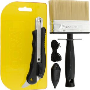 Coral 69505 Paperwiz Original Wallpaper Tool Kit with Knife Brush and Plumb Bob for Paper-Hanging 4 Piece Pack Set