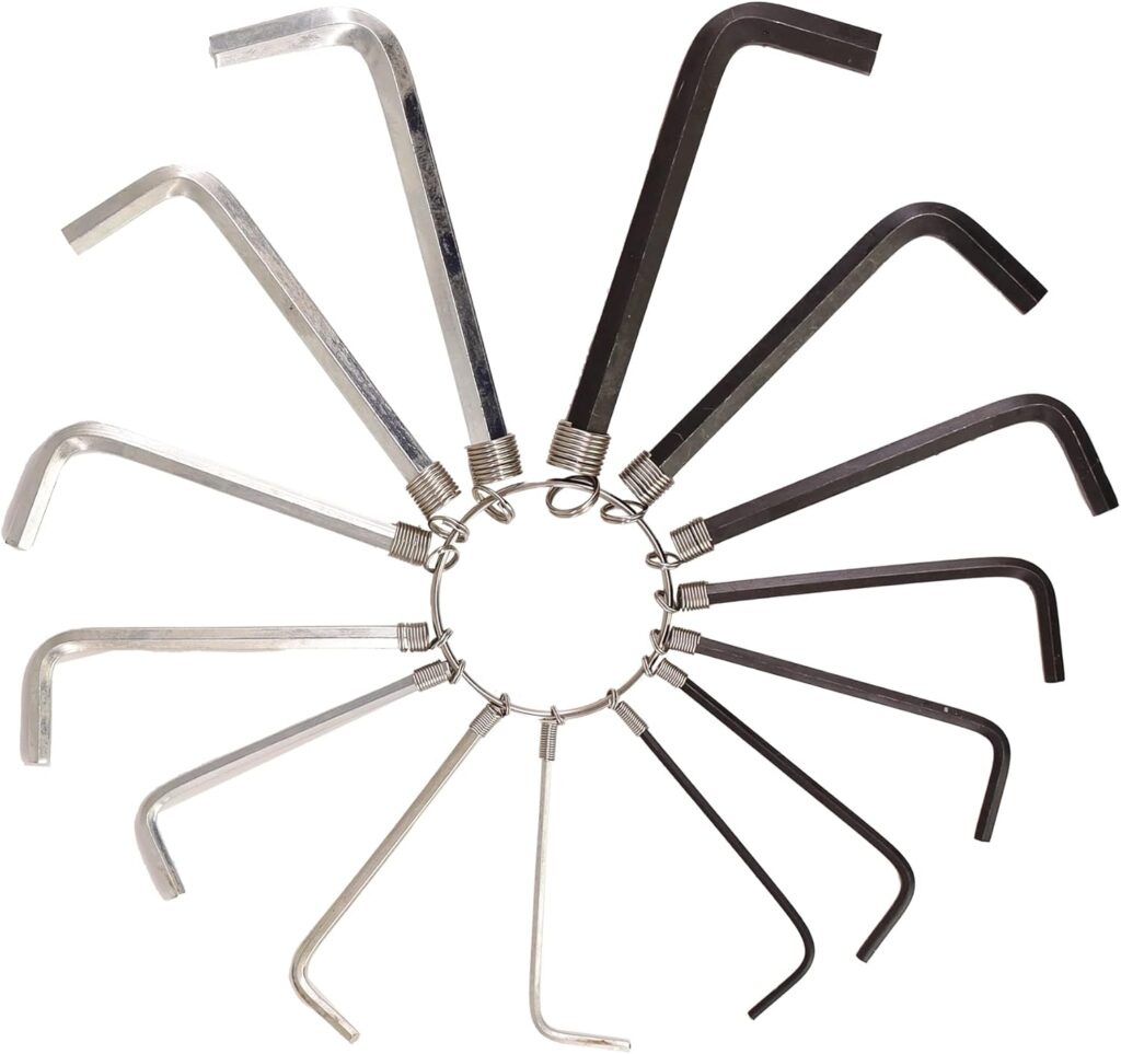 D.A.Y. Republic 14 Piece HEX Key Allen Key Set ON A Convenient Metal Ring, Metric 2mm 2.5mm 3mm 4mm 5mm 6mm 1/16” 5/64” 3/32” ⅛” 5/32” 3/16” & 7/32” (14 Piece Set)