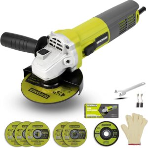 Angle Grinder, DEWINNER Corded Cutting Grinding Polishing, with Disc, Side Handle, 850 W 220-240 V Cutter, Adjustable Pin,115mm+ 6 Discs
