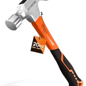 DIY Doctor Heavy Duty Claw Hammer – 20oz Forged Steel with Non-Slip TPR Grip – 567g Straight Claw for Framing & Home Improvement – Fibreglass Shaft