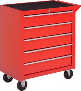 DURHAND 5-Drawer Rolling Steel Tool Cabinet (S-XL) - Red