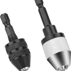 EEEKit Keyless Drill Chuck Conversion Tool, 2PCS 1/4 Inch Shank Hex Micro Drill Bit Adapter, 0.3-6.5mm and 0.3-3.6mm Quick Change Converter for Pin Chuck
