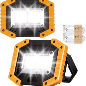 Edasion 30W LED Work Light Rechargeable COB Floodlight Super Bright 2000LM Portable Light Outdoor USB Battery Security Light Waterproof for Camping Fishing Hiking Car Garage, 2 Packs