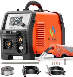 HITBOX 145A 4-in-1 MIG Welder - 240V Digital Inverter (Steel/Iron/SS, Compact Size)