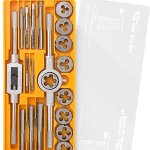 Hi-Spec 20pc Metric Tap & Die Set. Complete M3 to M12 Tapping and Threading Tools with Tap Wrench Accessories