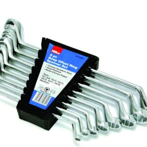 Hilka 16700802 Metric Ring Spanner Set, 8 pce, Set of 8 Pieces, Silver