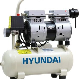 Hyundai Low Noise Electric Air Compressor - 550W, 4CFM, 100PSI, Oil Free, 8L Tank, 2 Year Warranty, Quick Release Fittings, UK 13 Amp Plug, White
