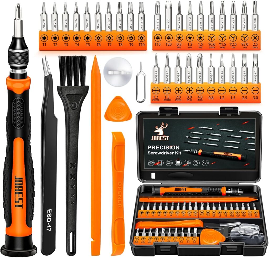 JOREST 38Pcs Precision Screwdriver Set, Tool Kit with Security Torx T5 T6 T8 T9 , Triwing Y00, Star P5, etc, Repair for Laptop, Switch, PS4, Xbox, Macbook, iPhone, Ring Doorbell, Watch, Glasses, etc