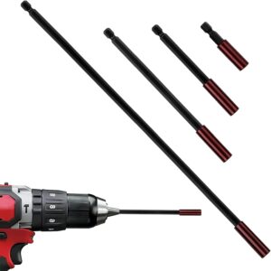 4 Pack Magnetic Drill Bit Extension Holder, 1/4 Inch Impact Drive Hex Extension Holder Set Screwdriver Extension Bit Holders 48mm 95mm 145mm 295mm for Impact Drill Bar Tool Adapters Nuts Screws