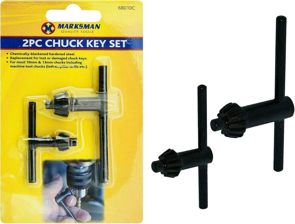Marksman 2 x Chuck Key Set Drill Machine Accessories Lathes Pillars Professional Power Hand Tools Home Garage DIY Construction Office UK Free P&P
