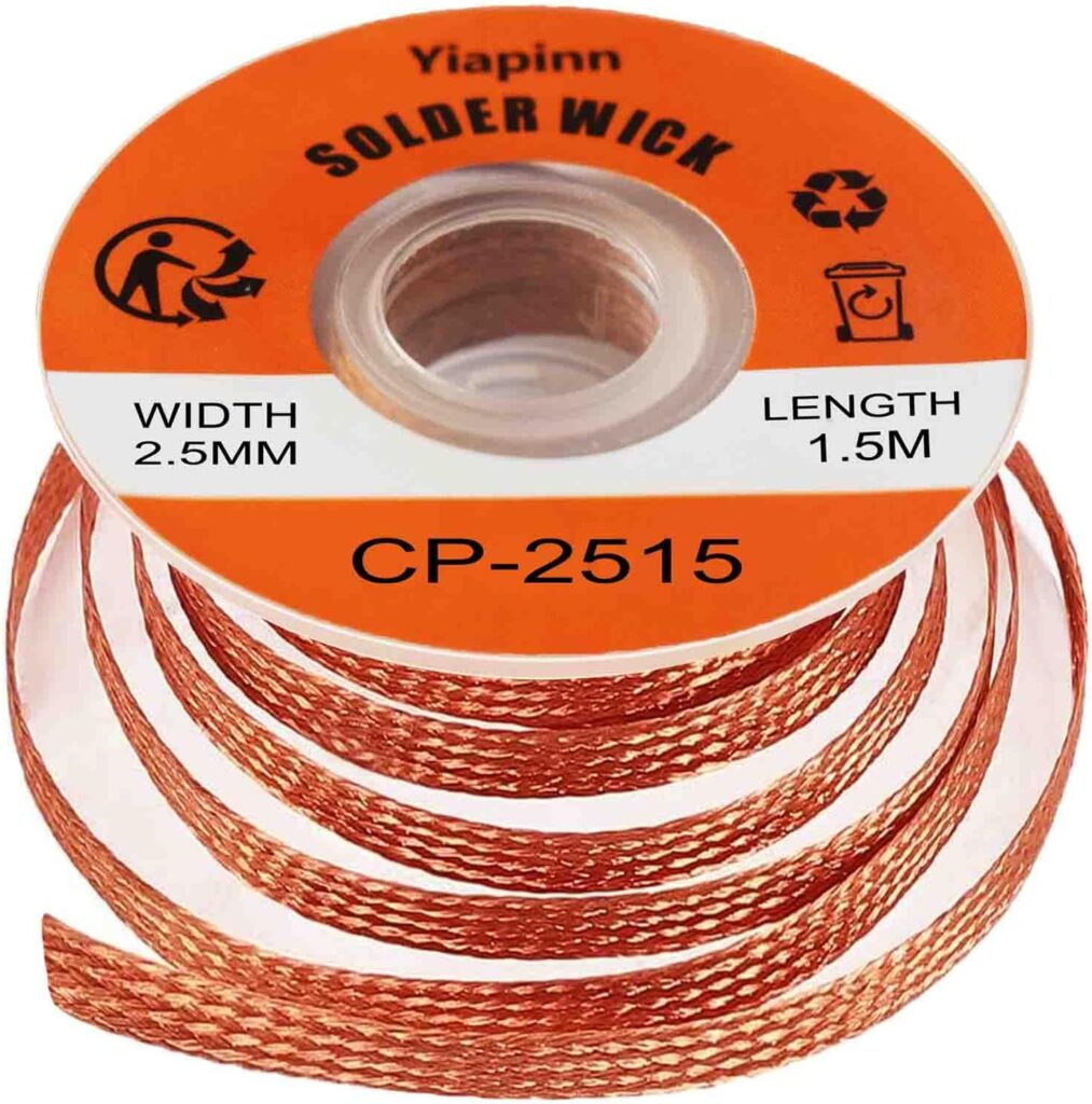 Solder Wick, Desoldering Wick with Flux No-Clean Electronic Desoldering Copper Wire Braid Remover Desolder Soldering (Width 0.10'' Length 4.92')