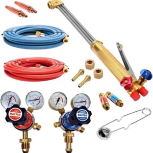 OXY Acetylene Gas Cutting Torch KIT Oxygen Flame Cutter Hose Regulator KIT