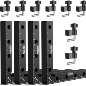 Preciva 90 Degree Right Angle Positioning Square Clamp, Aluminum Alloy Right Angle Clamp,Professional Woodworking Tools Woodworking Block for Picture Frames Cabinet Drawers - 4 Sets （14cm/5.5"