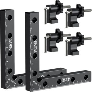 Preciva 90 Degree Right Angle Positioning Square Clamp, Aluminum Alloy Right Angle Clamp,Professional Woodworking Tools Woodworking Block for Picture Frames Cabinet Drawers - 2 Sets （14cm/5.5"