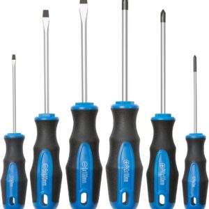 ROTATION 6PCS Magnetic Tip Screwdriver Set, 3 Phillips and 3 Flat, Professional Cushion Grip | 6-Piece Hand Tools Set