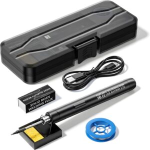 Cordless Soldering Iron Kit, Rechargeable USB Soldering Iron, Portable Soldering Irons 800mAh Welding Kit, Adjustable Temperature 300℃ - 450℃, Electric Soldering Irons Pen for Repairing (Black)