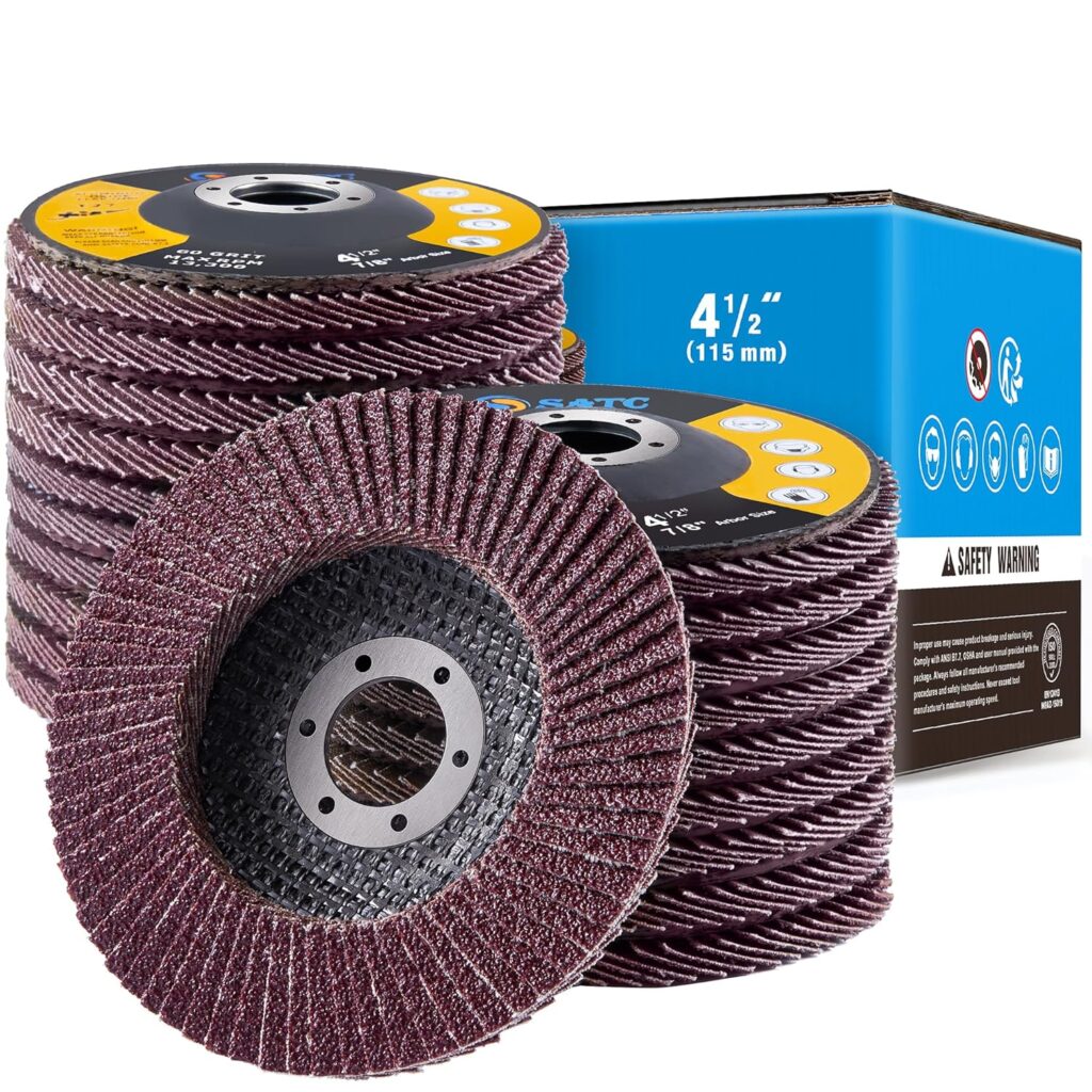 SATC Flap Discs 115mm 20 Pack Grinding Discs 40/60/80/120 Grit for Angle Grinder to Sanding Grinding Metal Wood