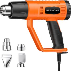 Heat Gun, SEEKONE 2000W Professional Heavy Duty Hot Air Gun Kit 400℃ & 600℃ Dual-Temperature Settings with Flame Retardant Protective Cover, 4 Nozzles for Crafts, Shrinking PVC, Stripping Paint