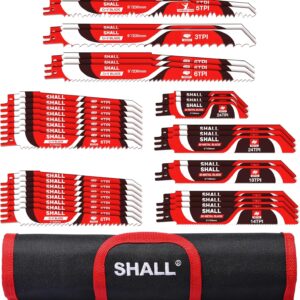 SHALL Reciprocating Saw Blades (34pcs) Carbide Steel Replacement Saw Blade Kit for Tree Pruning, for Wood, Metal and Plastic, with Storage Bag