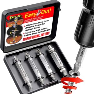 SKmoon Damaged Screw Remover and Extractor Set , Made From H.S.S. 4341#, the Hardness Is 62-63hrc ( Set of 4 )