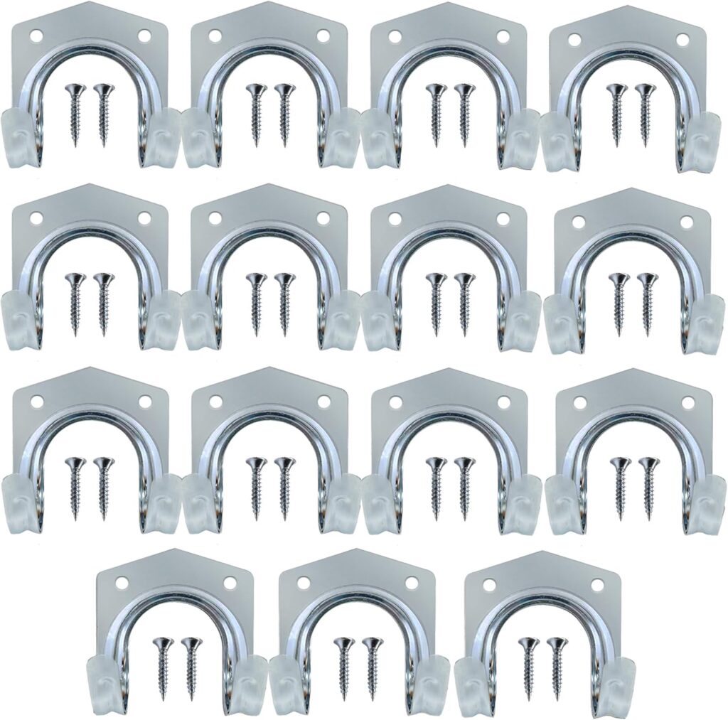 SOL 15pk DIY Tool Hooks for Shed, Metal Aluminum Garage Storage Hooks with 30pcs Screws, Durable and Rust-Resistant, Heavy-Duty Wall Hooks for Tools, Bikes, Ladders, and Garden Equipment