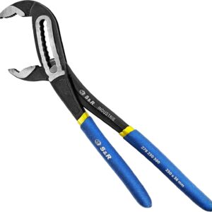 S&R Water Pump Pliers, 250mm Pipe Wrench – CR-V Steel, 55mm Opening Width, Double-Coated Secure Handles