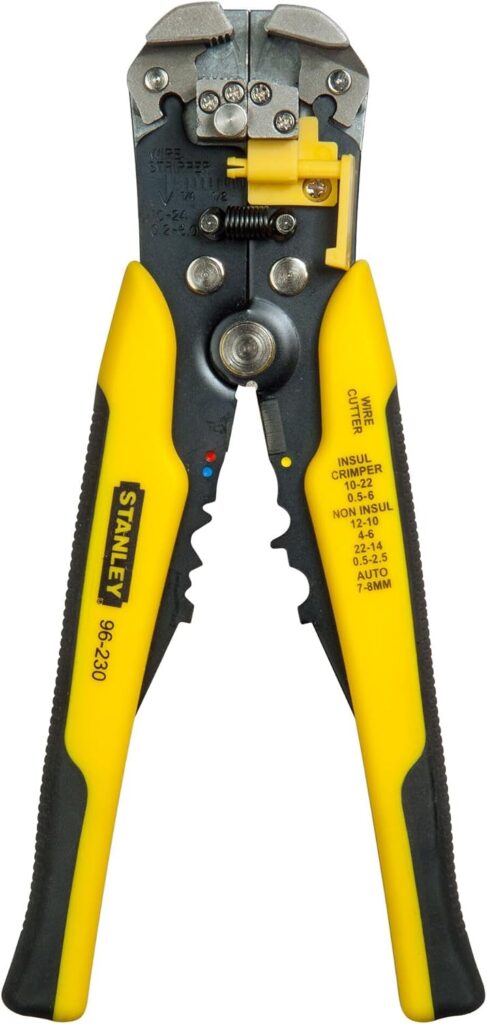 STANLEY FATMAX Automatic Wire Stripper, Strips 10-22 AWG wire with Spring loaded handles, Comfortable grip annd Adjustable wire stop