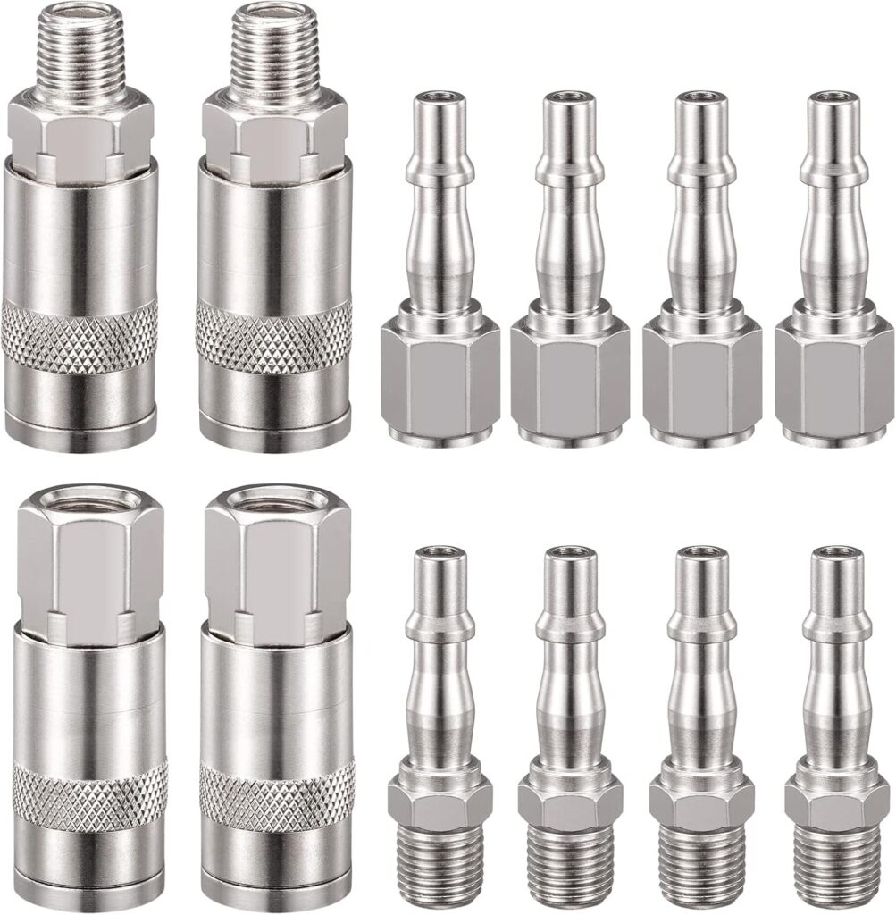 Spurtar 12 Pcs Air Line Connectors Compressor 1/4" BSP Air Line Fittings Hose Pipe Airline Connector Couplings Tools Plug Kit Accessories with Male Female Thread