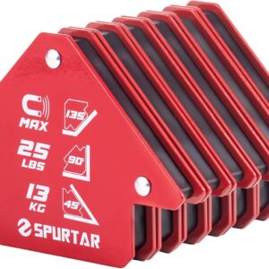 Spurtar 6Pcs 13KG Welding Magnets Strength Strong Magnetic Welding Holder Clamps Arrow Magnet Metal Working Mig Tools and Equipment 45, 90, 135 Degree
