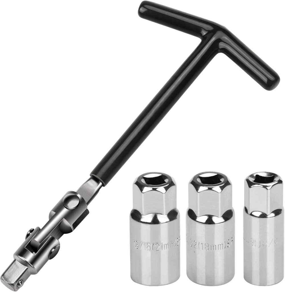 Sukudon Spark Plug Wrench Set - Engine tools for Easy Spark Plug Removal - Car Model Compatibility - Wobble Extension Included
