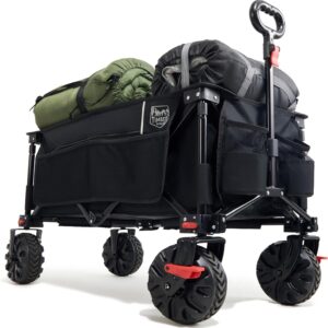 TIMBER RIDGE Festival Trolley on Wheels with Brakes, 200L Folding Camping Beach Trolley with Adjustable Handle & Cover Bag, 100kg Heavy Duty Cart Wagon for Outdoor Garden Picnic