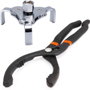 Toolwiz 2pcs Oil Filter Removal Tool 12 Inch Adjustable Pliers 64-115mm 3 Jaw Universal Oil Filter Wrench 64-116mm for 4S Shop Auto Repair Mechanic DIY Generator Small Engine
