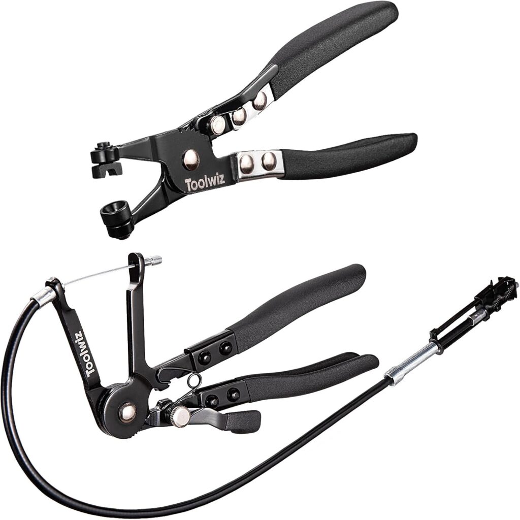 Toolwiz Hose Clamp Pliers and 27" Flexible Hose Clip Pliers, 2 Pcs Automotive Tools with Locking Device for Ring-Type or Flat-Band Clamp