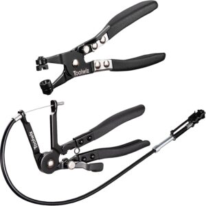 Toolwiz Hose Clamp Pliers and 27" Flexible Hose Clip Pliers, 2 Pcs Automotive Tools with Locking Device for Ring-Type or Flat-Band Clamp