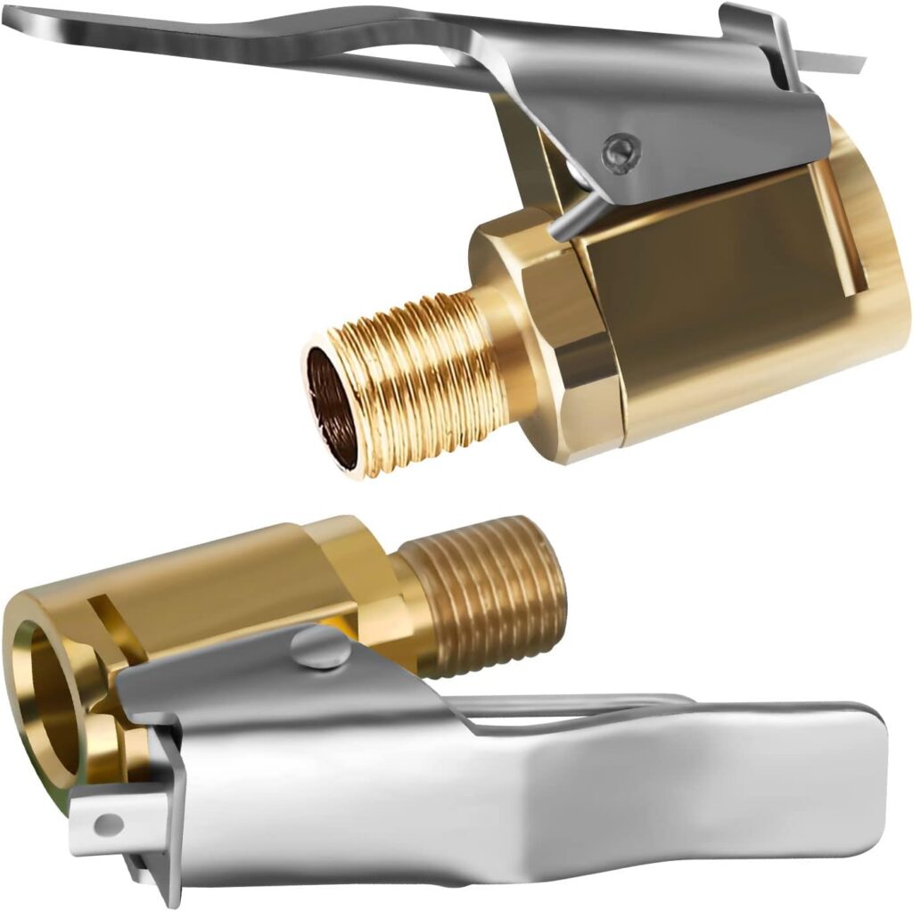 URAQT Car Valve Lever Plug Air Chuck, 2Pcs Brass Tyre Valve Air Pump Clip, Car Pump Accessories Thread Nozzle Adapter, Tire Air Chucks Open End Inflator Valve Connector for Car Truck (8mm)