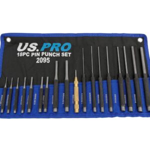 US PRO 18pc Pin Punch Set With Automotive Centre Punch 2095