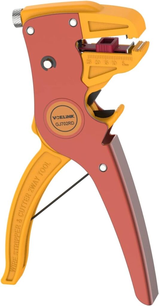 VCELINK Automatic Quick Wire Stripper and Cutter, Electrical Cable Stripping Tool Adjustable for 14-24 AWG Cables with Eagle Nose in 7 Inch