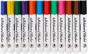 Vinabo Fine Tip Whiteboard Markers - 12 Pcs Colorful Set (Glass & Window Compatible)